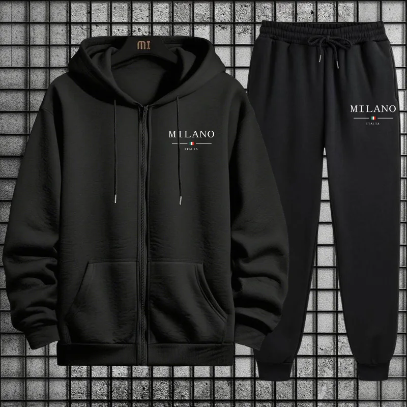 Mens Fashion Zip Up Hoodies - Męski dres na wiosnę 2026, casualowy,