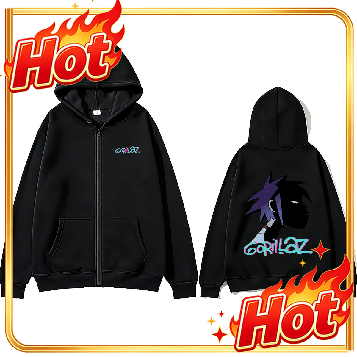 Mens Fashion Zip Up Hoodies - Bluza z kapturem i zamkiem błyskawicznym