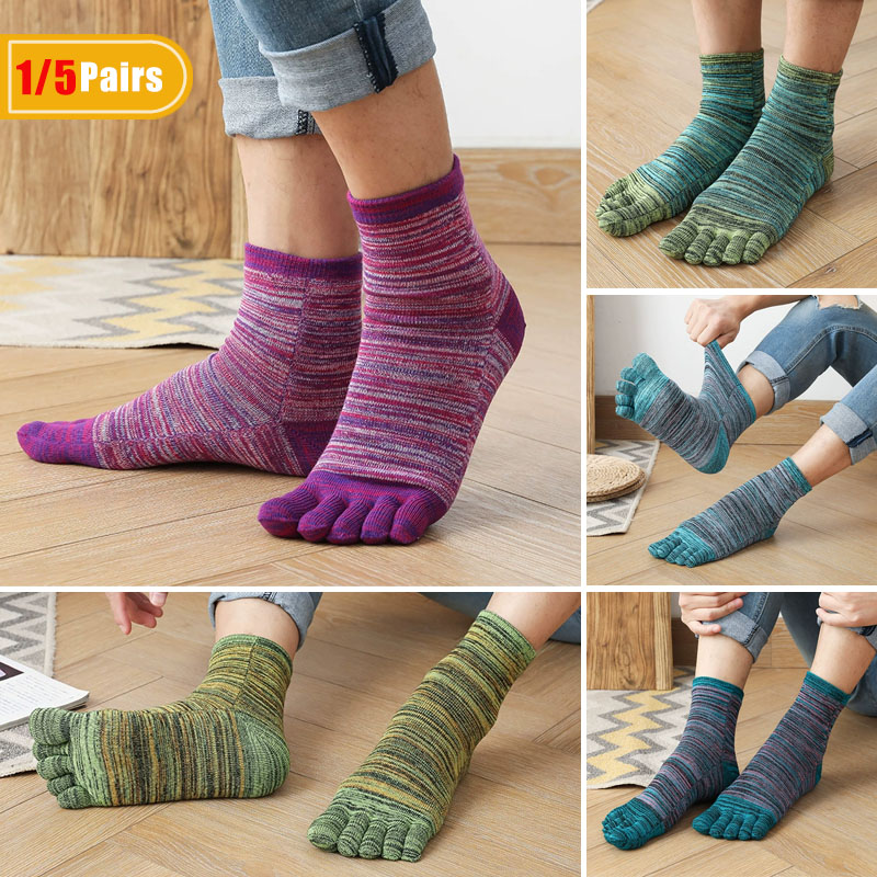 Socks Ankle Men - 1/5 Par Męskie Kolorowe Palce Wesołe
