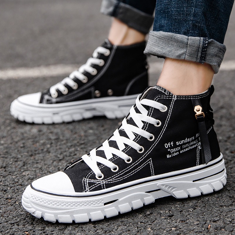 Mens Fashion Trainers - Męskie buty, trampki wysokie z płótna,